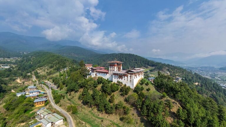 Jakar Dzong on a ridge above Bumthang valley, Bhutan