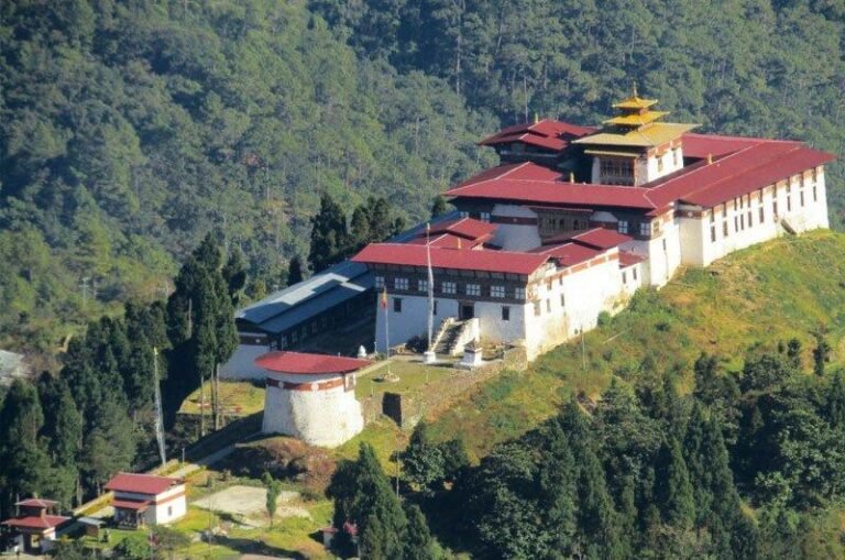 Dagana Dzong on a forested hillside, Bhutan