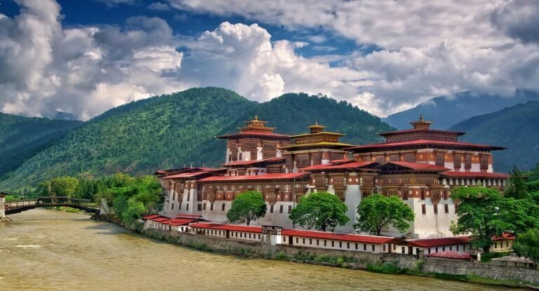 Punakha Dzong beside the river in Punakha, Bhutan
