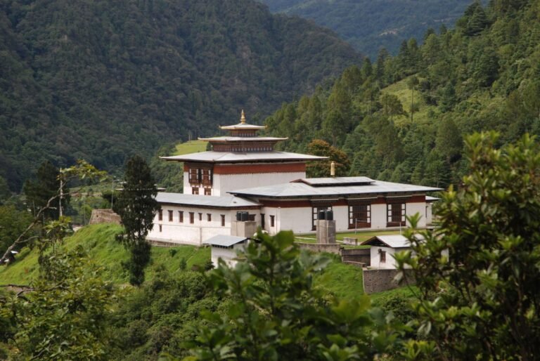 Trashiyangtse Dzong surrounded by forest, Bhutan