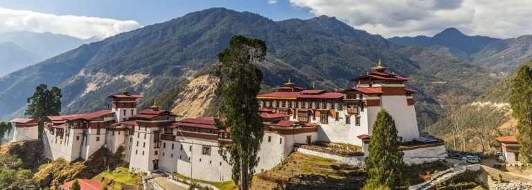 Trongsa Dzong stretching along a mountain ridge, Bhutan