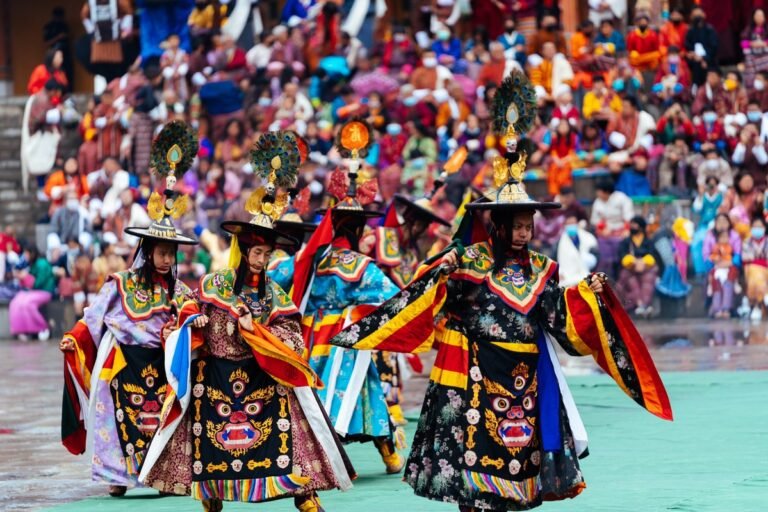 Black-hat dancers at the Thimphu Tshechu festival